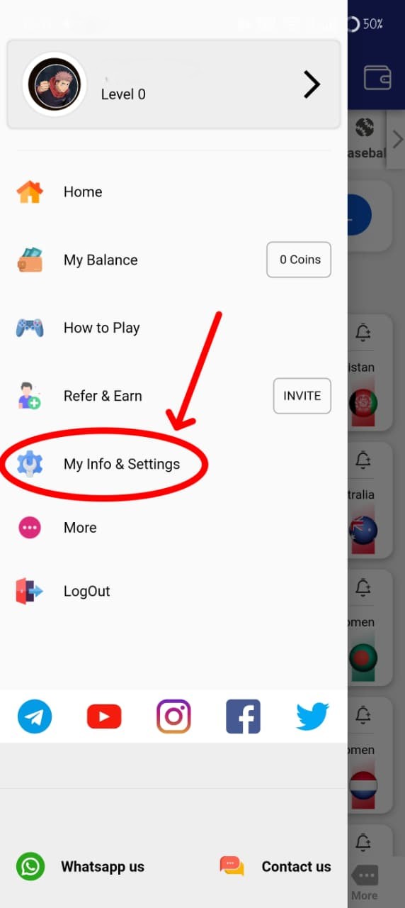 My Info Settings